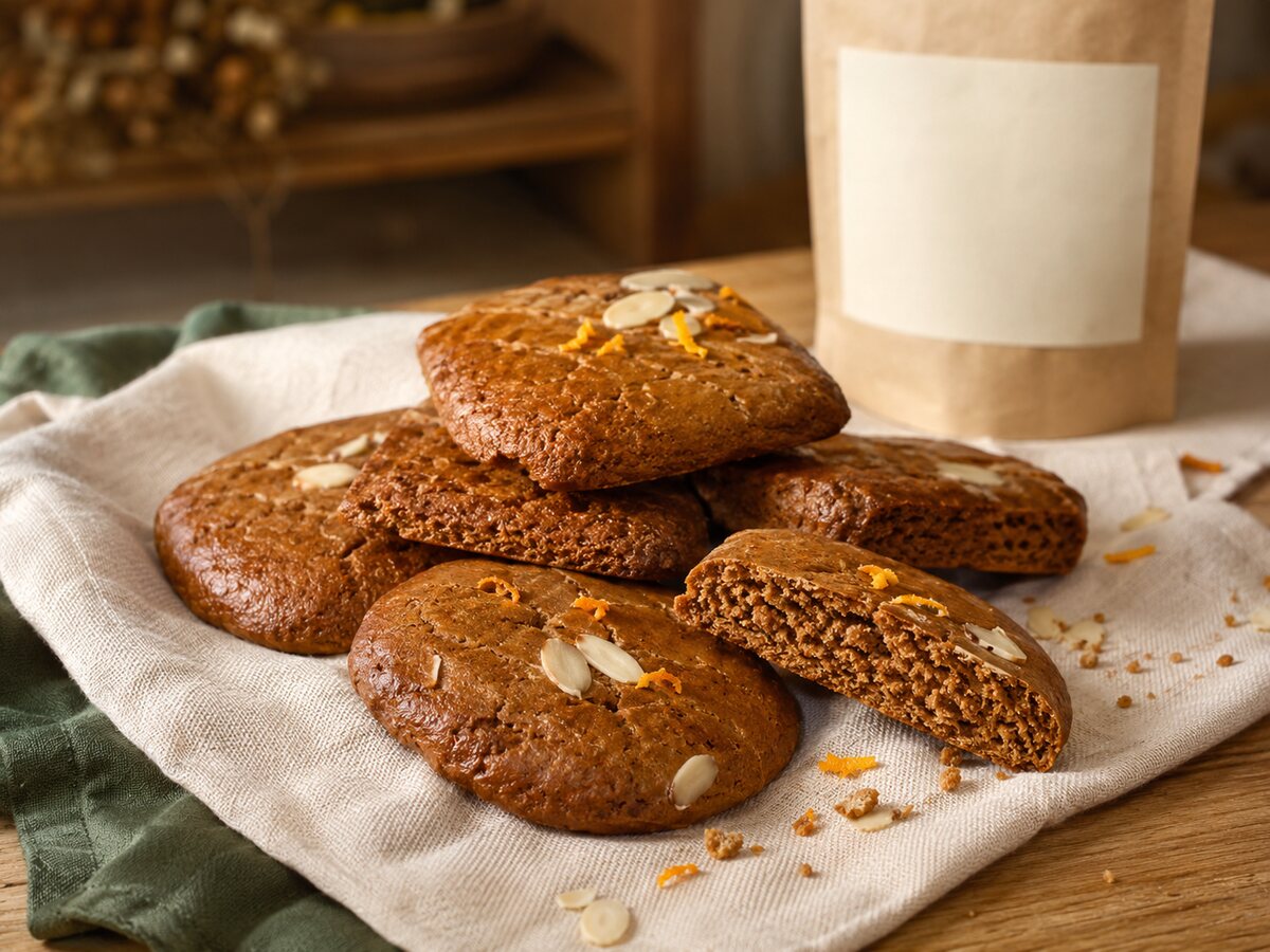 Handgemachter Bio Lebkuchen mit saftiger Krume, Mandeln und Orange